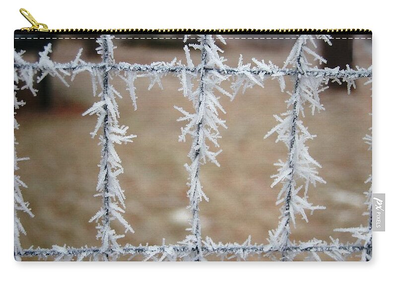 Dakota Zip Pouch featuring the photograph Patterned Frost by Greni Graph