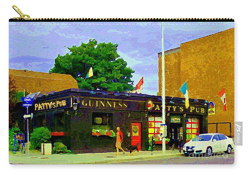 Ottawa Zip Pouch featuring the painting Patty's Pub Guinness On The Glebe Restaurant Bar Bank And Ossington Paintings Of Ottawa Art Cspandau by Carole Spandau