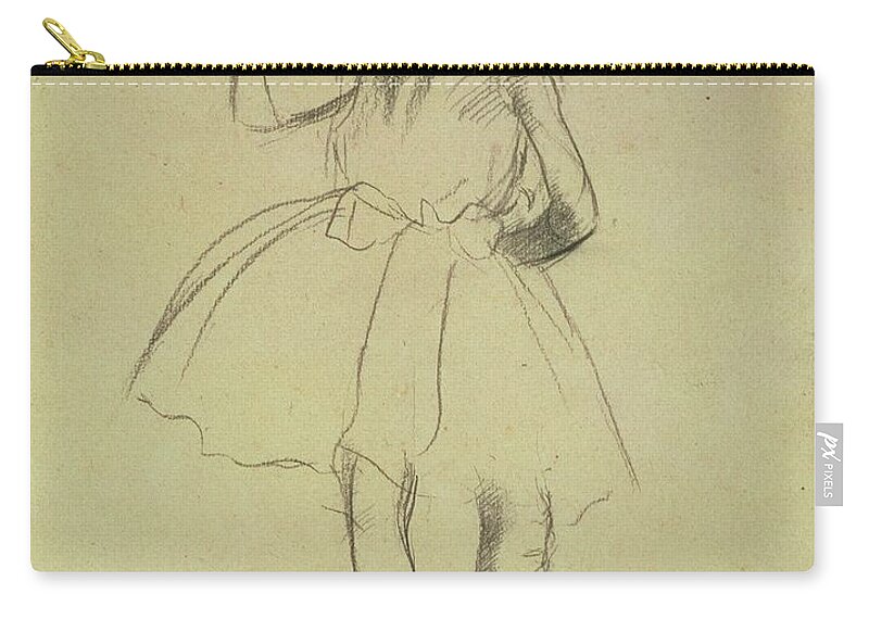 Impressionist Zip Pouch featuring the drawing Girl Dancer At The Barre by Edgar Degas