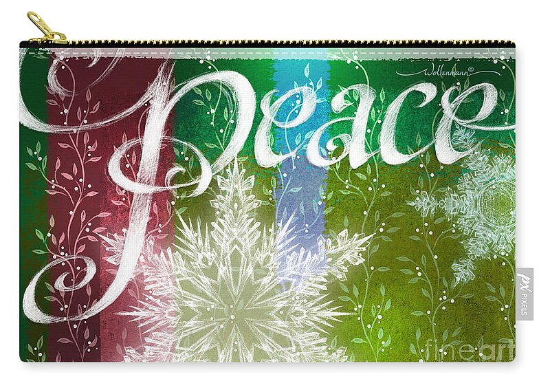 Christmas Zip Pouch featuring the digital art Peace Greeting by Randy Wollenmann