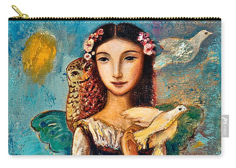 Peace Carry-all Pouch featuring the painting Peace Messenger by Shijun Munns