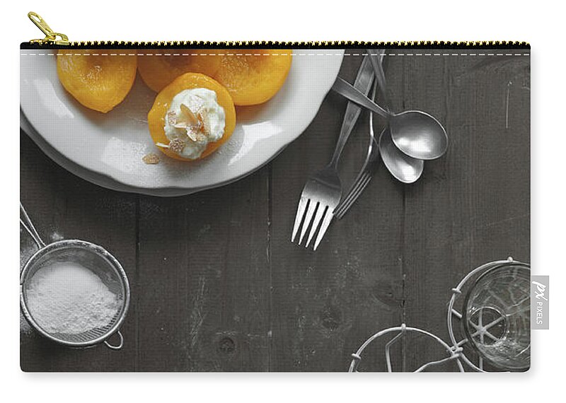 Temptation Zip Pouch featuring the photograph Peaches And Cream by A.y. Photography