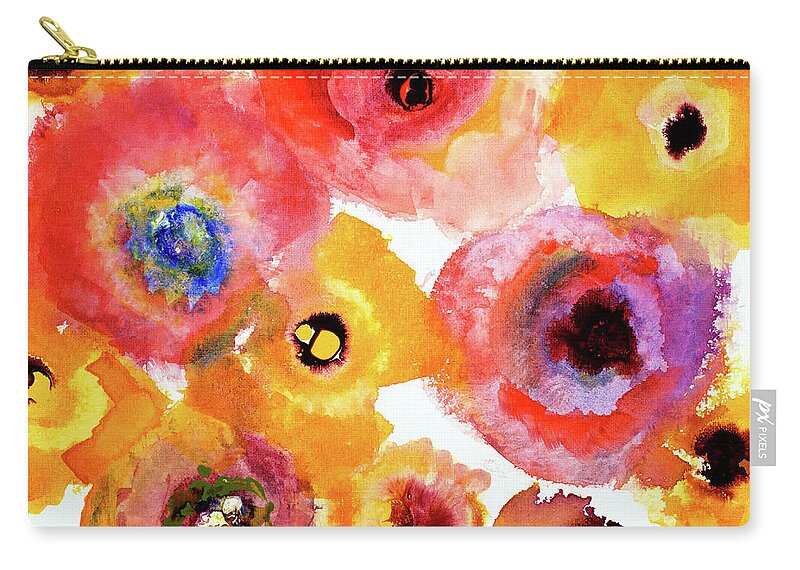 Floral Carry-all Pouch featuring the painting Peachy Floral by Lanie Loreth