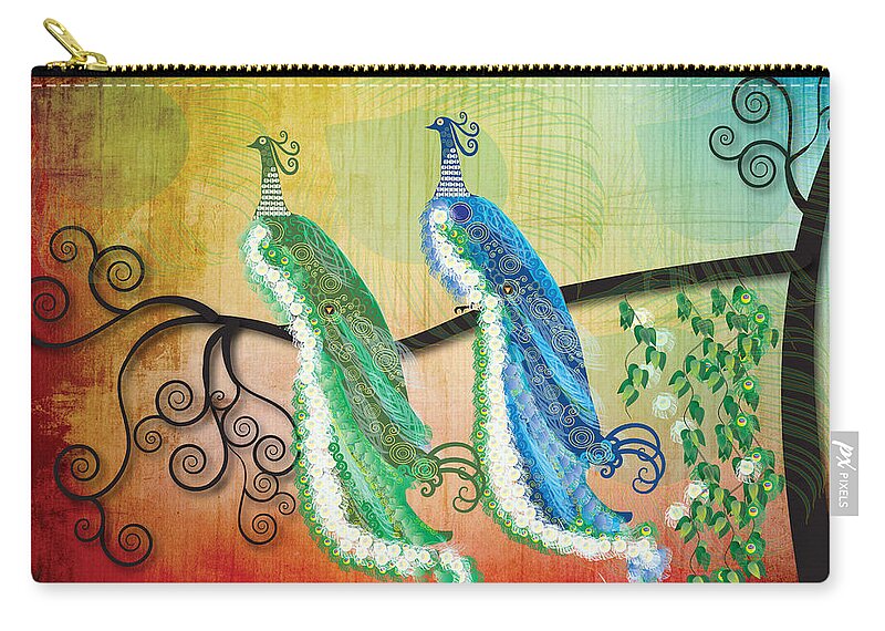 Swirls Zip Pouch featuring the digital art Peacock Love by Kim Prowse