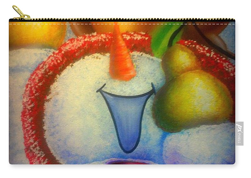 Snowman Carry-all Pouch featuring the painting Pear of a Partridge by Darren Robinson