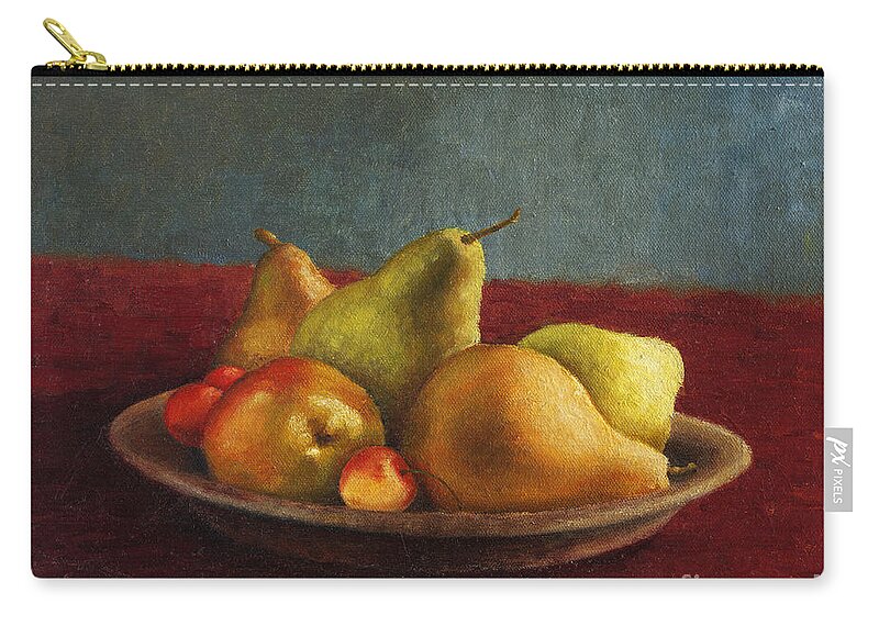 Pears Zip Pouch featuring the painting Pears and Cherries by Natalia Astankina