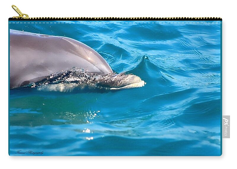 Dolphin Zip Pouch featuring the photograph Peeking Dolphin by Debra Forand