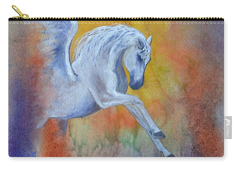 Pegasus Zip Pouch featuring the painting Pegasus by Suzette Kallen