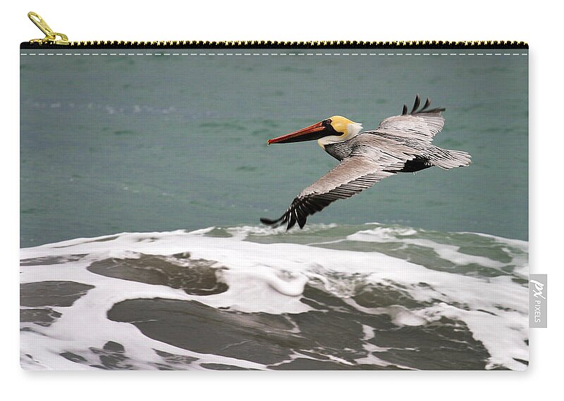 Pelican Zip Pouch featuring the photograph Pelican Flying by Anthony Jones