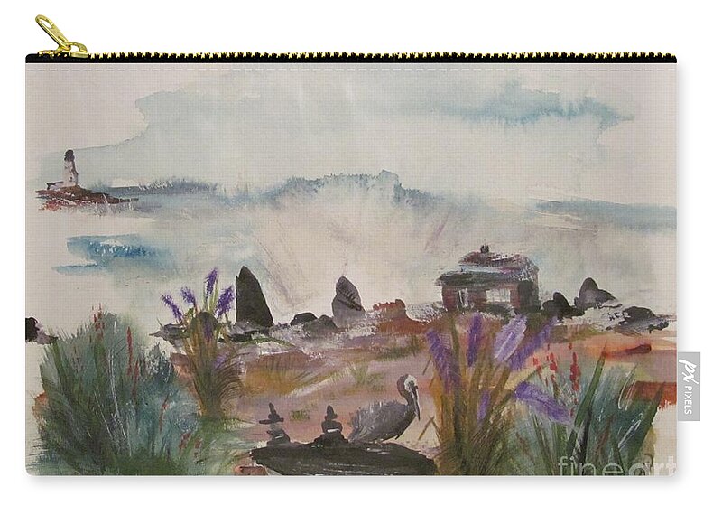 Pelican Zip Pouch featuring the painting Pelican Point by Susan Voidets