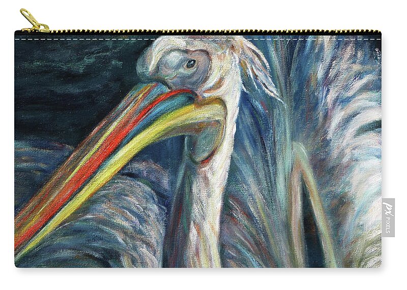  Zip Pouch featuring the painting Pelican by Xueling Zou
