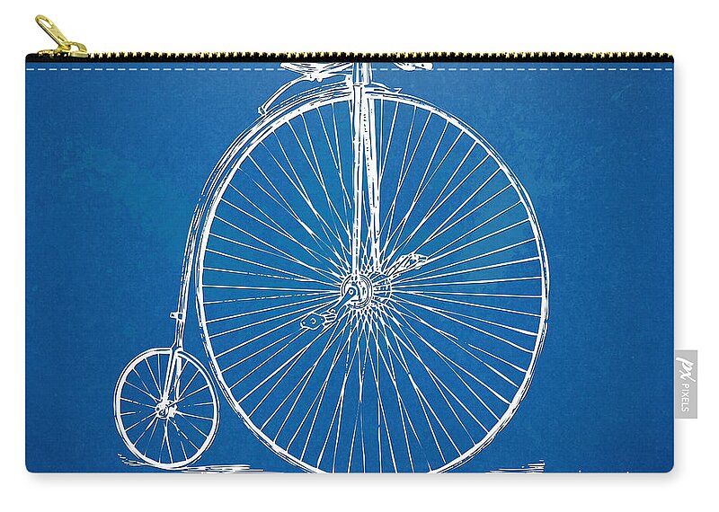 Penny-farthing Zip Pouch featuring the digital art Penny-Farthing 1867 High Wheeler Bicycle Blueprint by Nikki Marie Smith