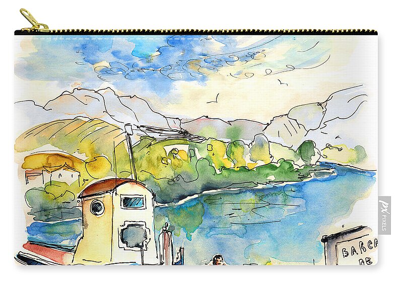 Europe Zip Pouch featuring the painting People Bathing in Barca de Alva by Miki De Goodaboom