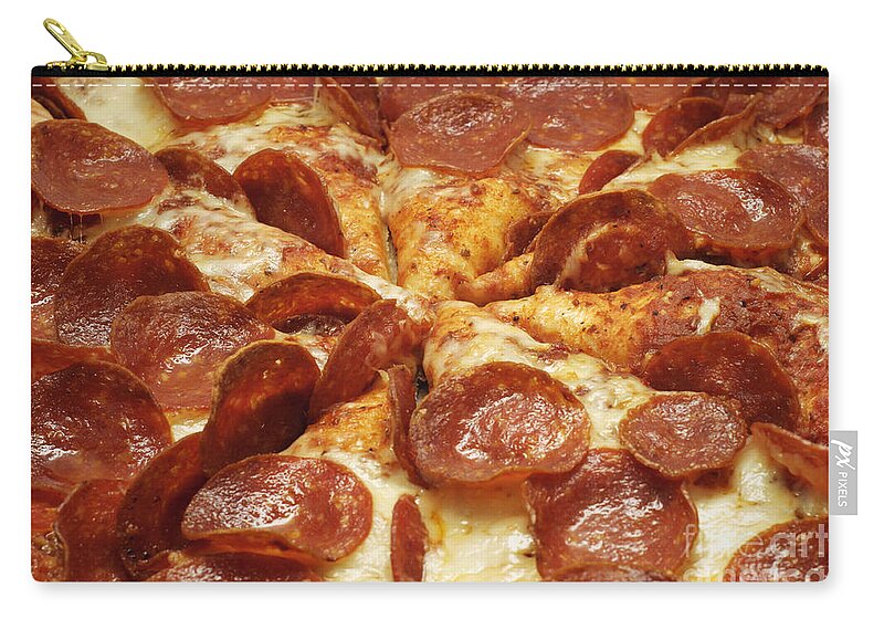 Food Zip Pouch featuring the photograph Pepperoni Pizza 1 by Andee Design