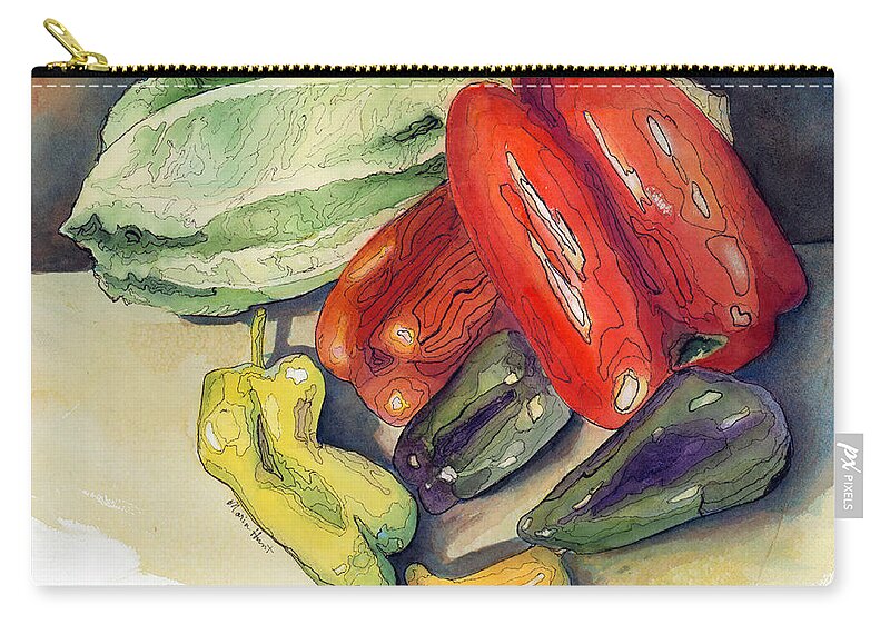 Still Life Carry-all Pouch featuring the painting All in the Family.. except the Fella in the back by Maria Hunt
