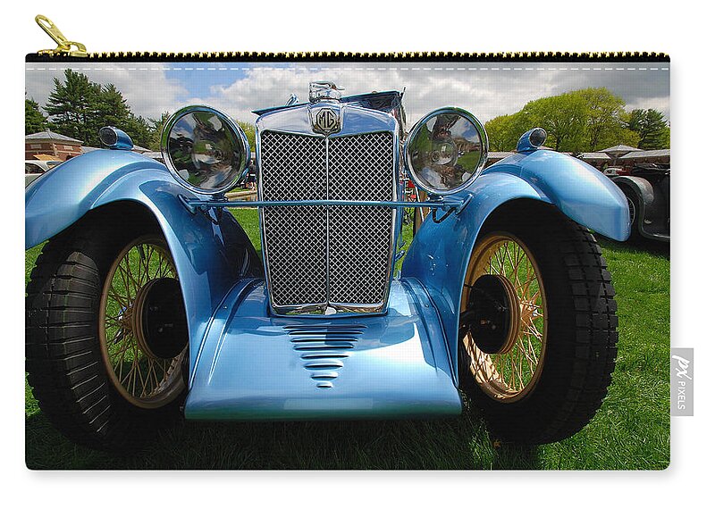 Automobiles Zip Pouch featuring the photograph Perspective M G Magna by John Schneider