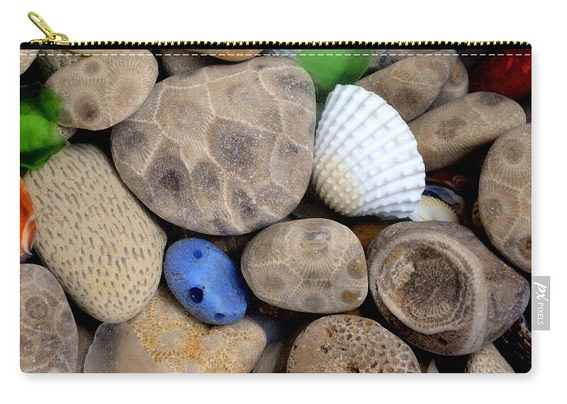 Square Zip Pouch featuring the photograph Petoskey Stones V by Michelle Calkins