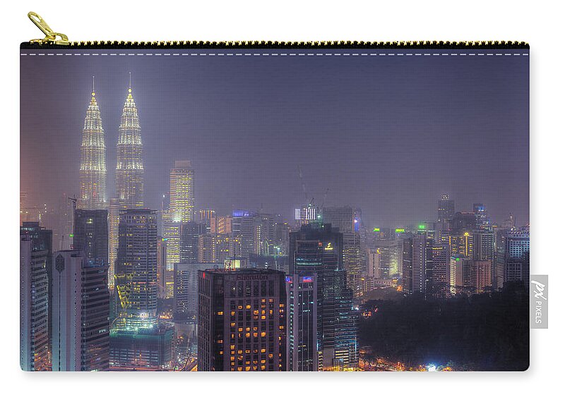 Outdoors Zip Pouch featuring the photograph Petronas Twin Tower At Night by Www.imagesbyhafiz.com