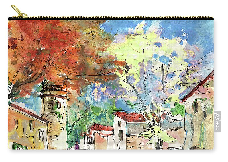 Travel Sketch Zip Pouch featuring the painting Pezens 03 by Miki De Goodaboom