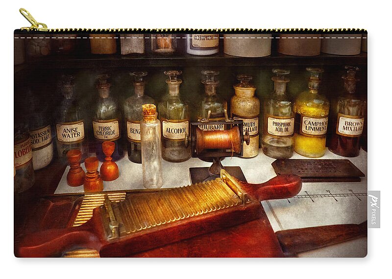 Apothecary Zip Pouch featuring the photograph Pharmacy - The dispensary by Mike Savad