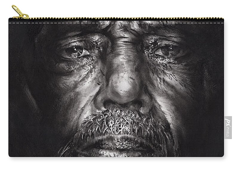 Figurative Zip Pouch featuring the drawing Philip by Paul Davenport