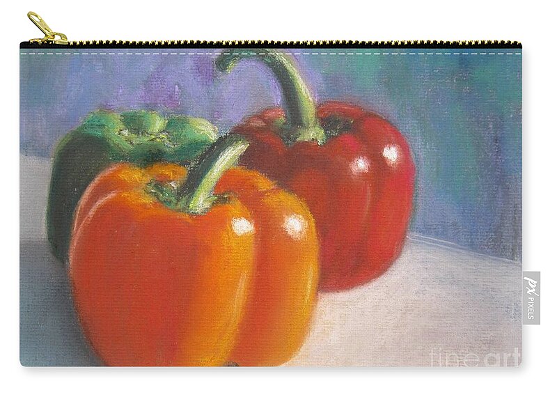 Pepper Zip Pouch featuring the pastel Pick a Pepper by Laurie Morgan