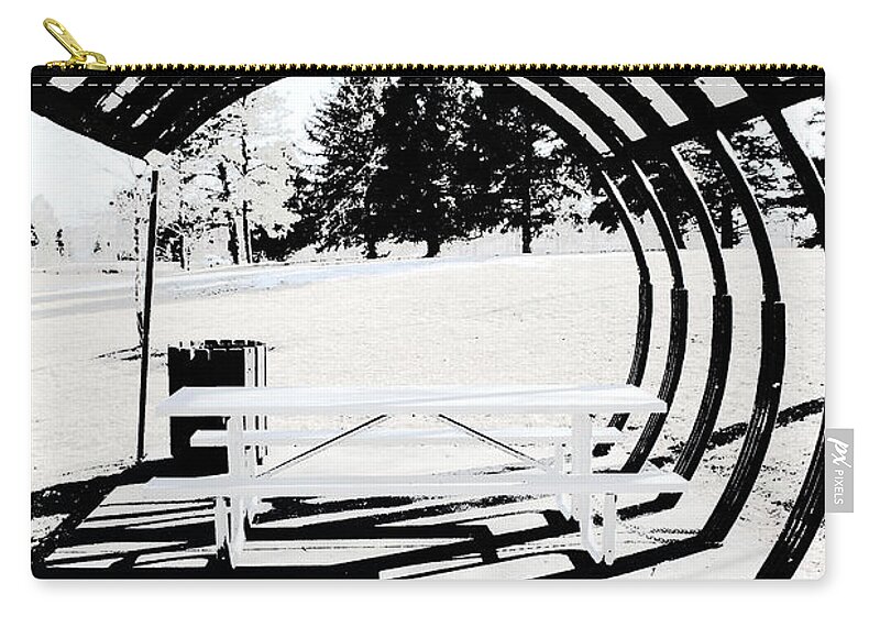 Park Bench Zip Pouch featuring the photograph Picnic Table and Gazebo by Ric Bascobert