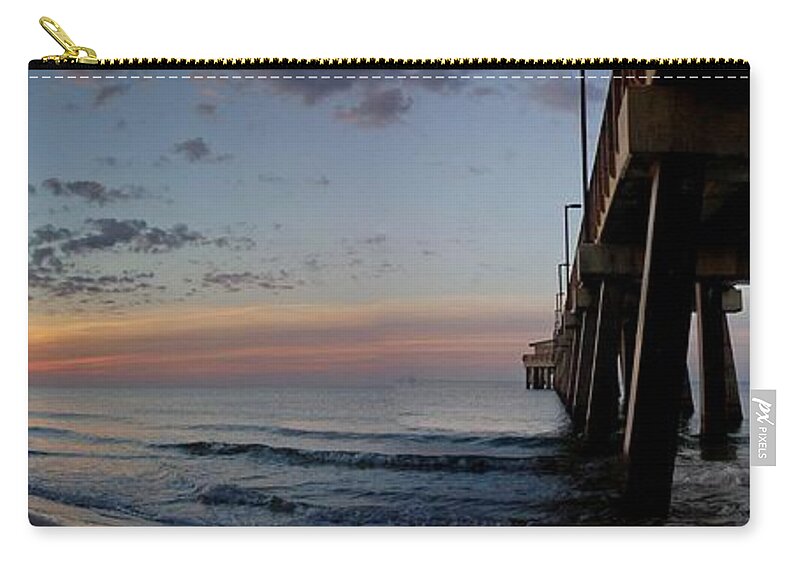 Alabama Zip Pouch featuring the photograph Pier Panorama at Sunrise by Michael Thomas
