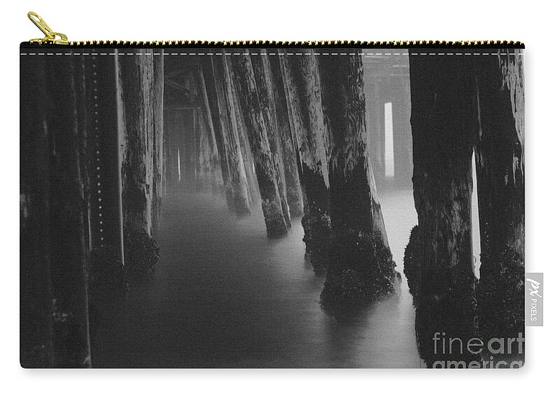 Pier Zip Pouch featuring the photograph Pillars and Fog 1 by Paul Topp