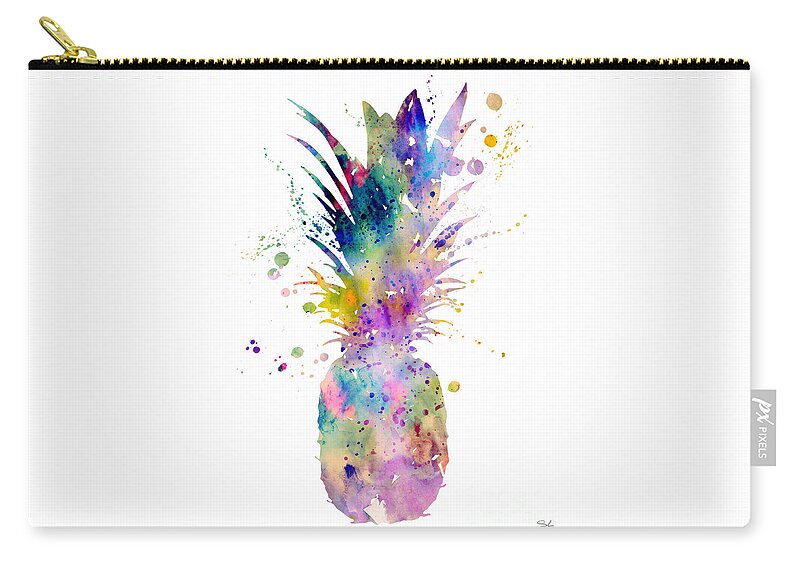 Pineapple Watercolor Print Carry-all Pouch featuring the painting Pineapple by Watercolor Girl