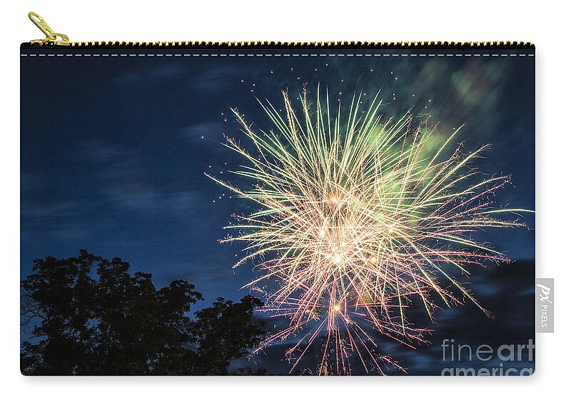 Fireworks Zip Pouch featuring the photograph Pink and Green by Timothy Hacker
