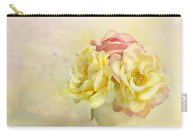 Floral Zip Pouch featuring the photograph Pink And Yellow Roses by Theresa Tahara