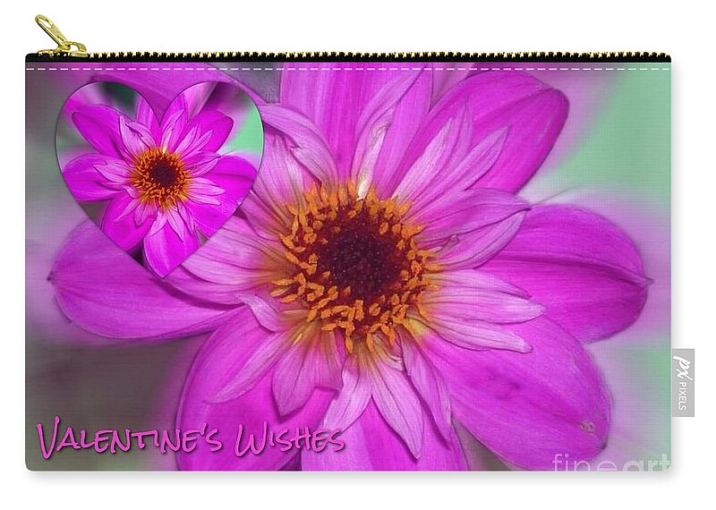 Pink Flower Zip Pouch featuring the photograph Pink Anemone Valentine's Wishes by Joan-Violet Stretch