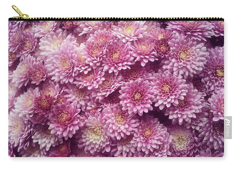 Large Group Of Objects Zip Pouch featuring the photograph Pink Aster Flowers by Lasse Kristensen