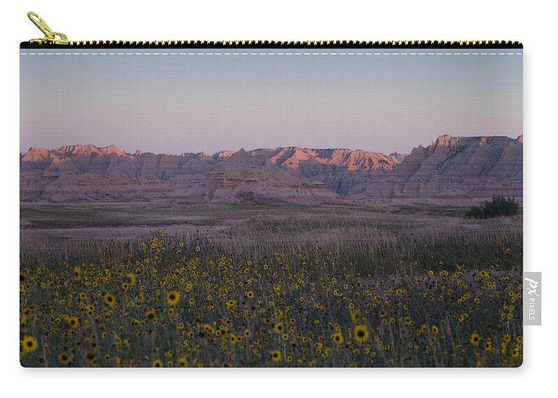 Dakota Zip Pouch featuring the photograph Pink Badlands Morning by Greni Graph