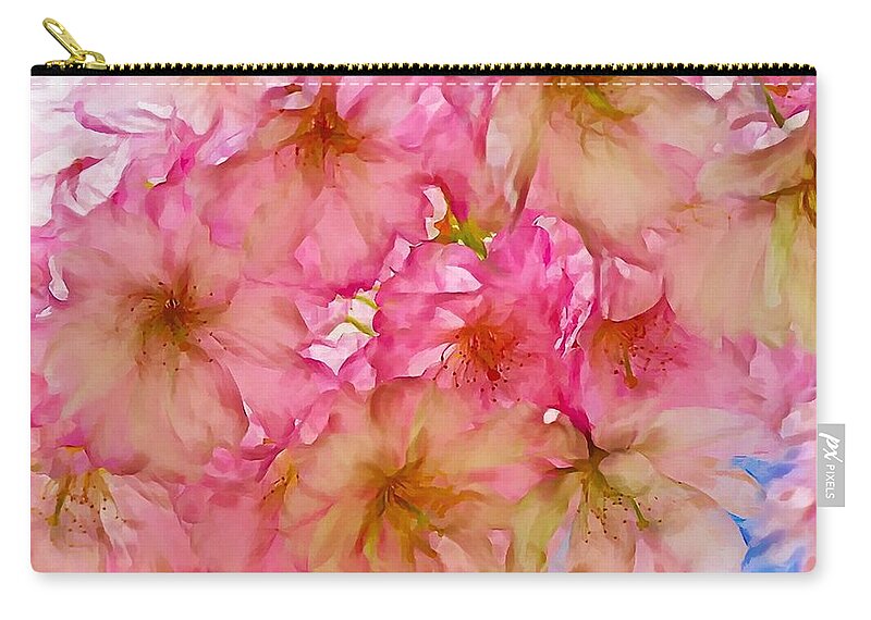 Pink Blossom Carry-all Pouch featuring the digital art Pink Blossom by Lilia D