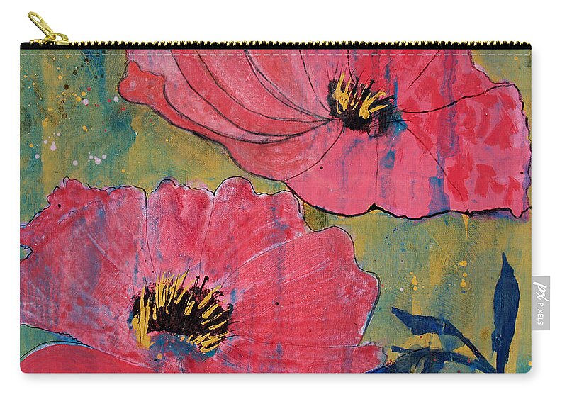 Pink Zip Pouch featuring the painting Pink Blossoms by Robin Pedrero