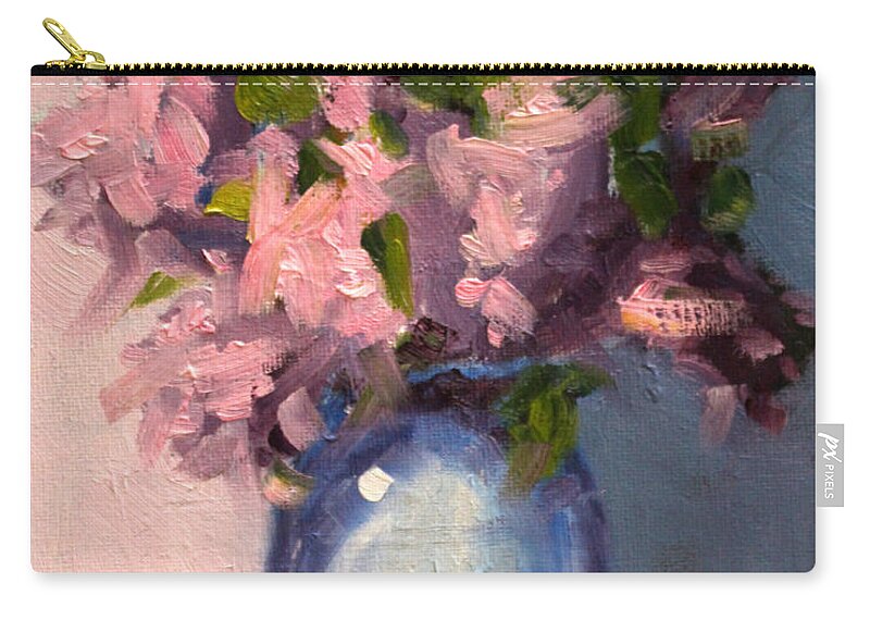 Pink Zip Pouch featuring the painting Pink Floral by Nancy Merkle