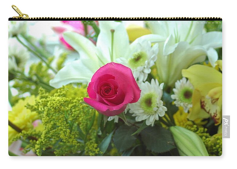 Floral Zip Pouch featuring the photograph Pink Rose by M West