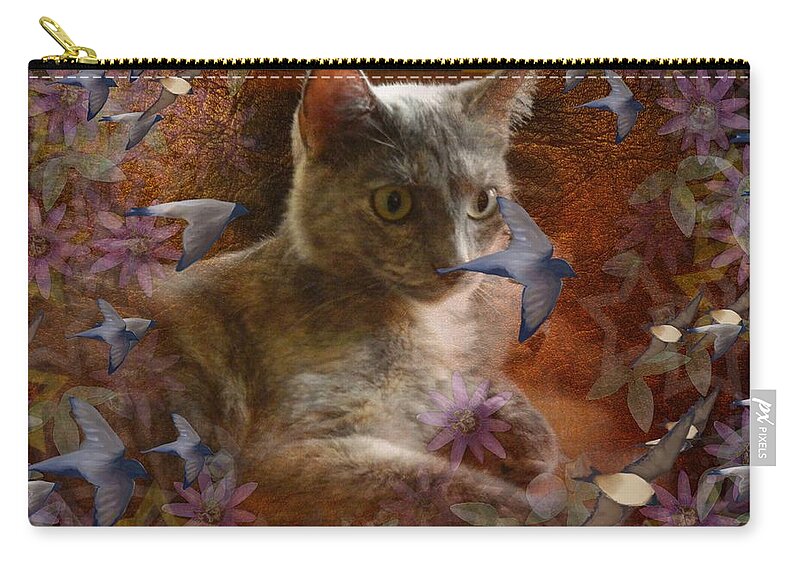 Cat Zip Pouch featuring the photograph Pinky's Dream by George Pedro