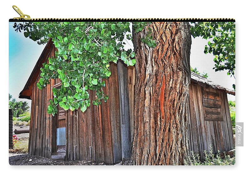 Goodsprings Zip Pouch featuring the photograph Pioneer Cabin by Spencer Hughes
