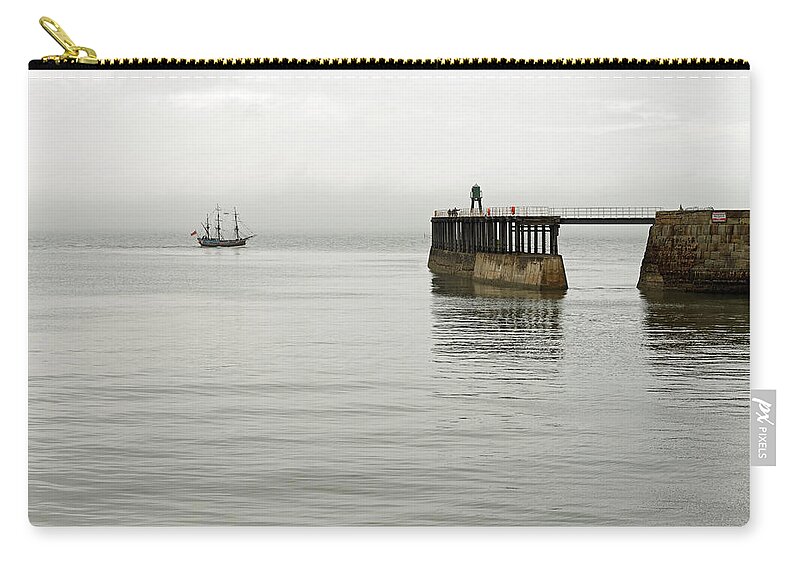Britain Zip Pouch featuring the photograph Pirate Ship and Whitby West Breakwater by Rod Johnson