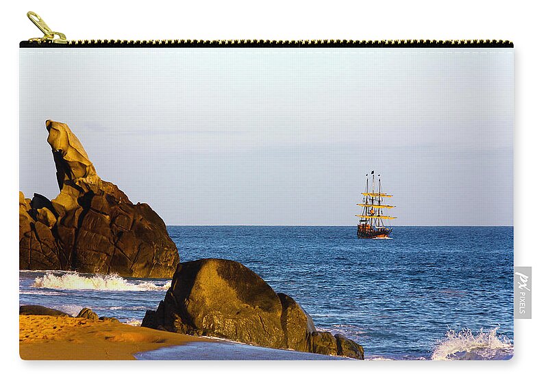 Pirate Ship Zip Pouch featuring the photograph Pirate Ship In Cabo by Shane Bechler