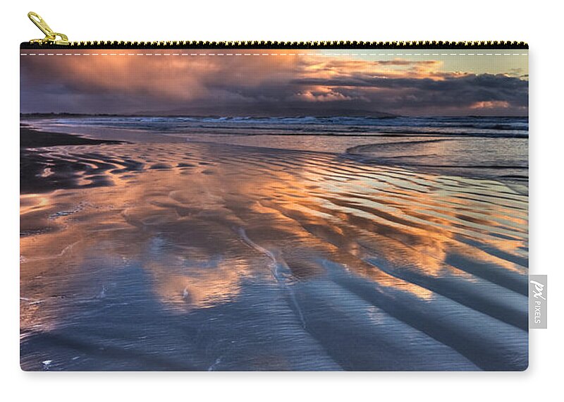 Sunset Zip Pouch featuring the photograph Pismo Storm Cloud Reflections by Beth Sargent