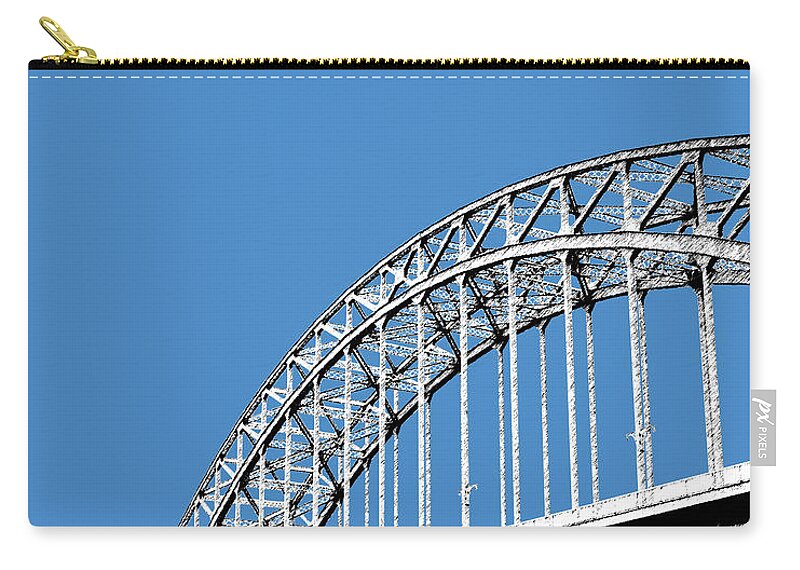 Architecture Zip Pouch featuring the digital art Pittsburgh Skyline 16th St. Bridge - Slate by DB Artist