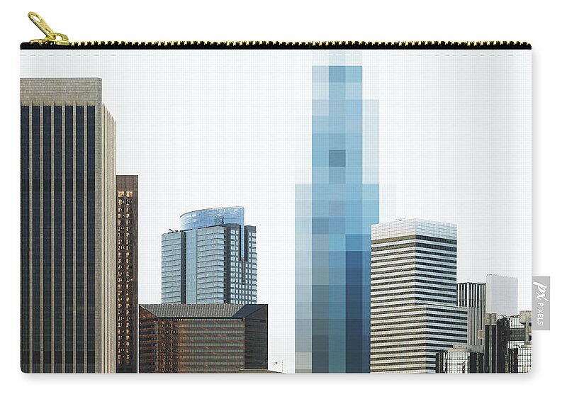 California Zip Pouch featuring the photograph Pixelated Building In Skyline by Paul Taylor