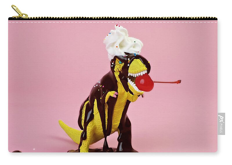 Cherry Zip Pouch featuring the photograph Plastic T-rex Dinosaur Toy As Chocolate by Juj Winn