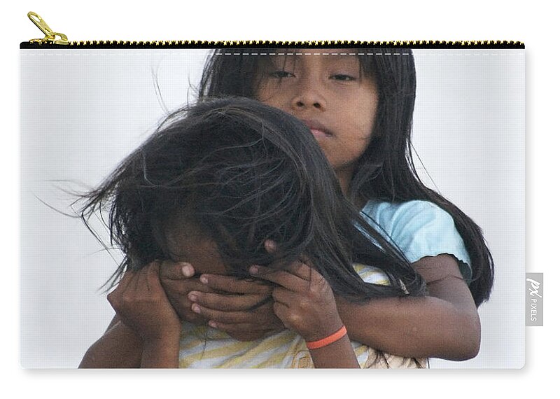 Central Zip Pouch featuring the photograph playing children in Panama City by Rudi Prott