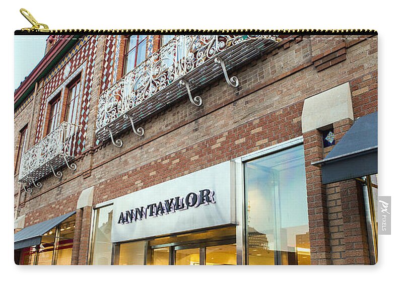Ann Taylor Zip Pouch featuring the photograph Plaza Store by Sennie Pierson