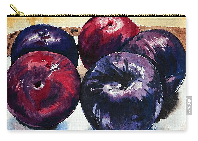 Plum Zip Pouch featuring the painting Plums by Joey Agbayani